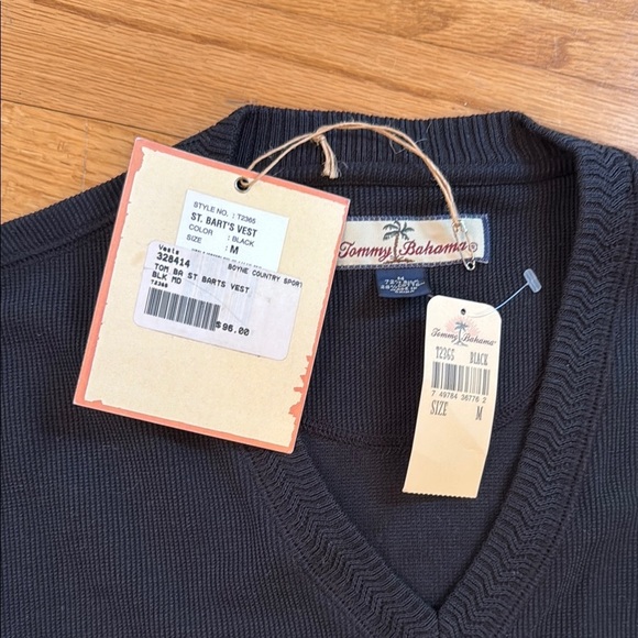 NEW NWT Tommy Bahama Black Men's M St Barts V-Neck Sweater Vest - Picture 3 of 5